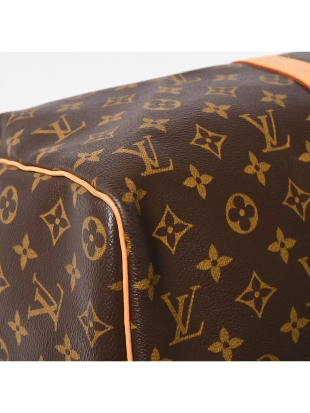 Louis Vuitton Monogram Keepall 45 Boston Bag Canvas Vachetta Leather Brown Gold